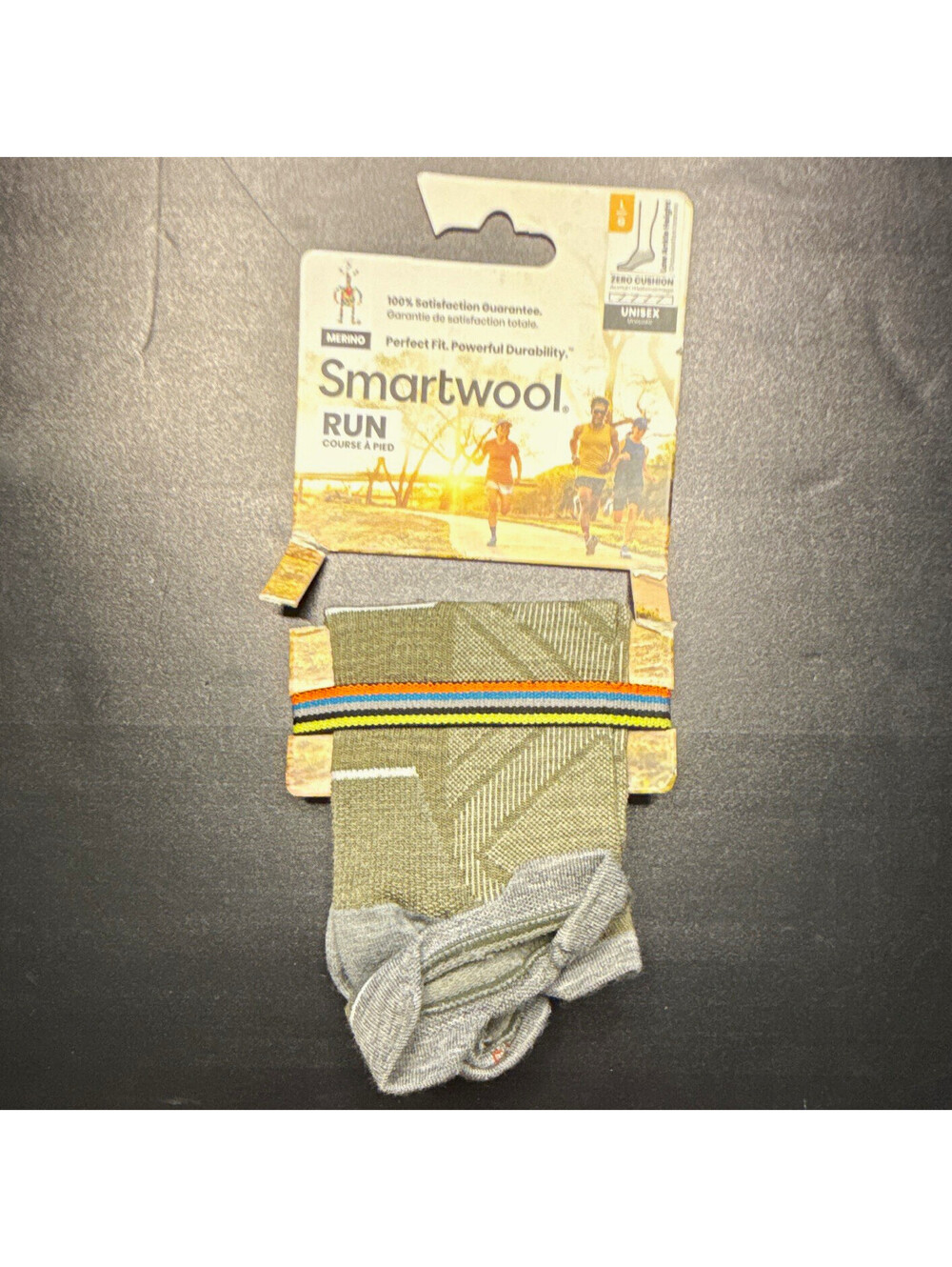 Smartwool Run Zero Cushion Low Cut Socks L Green/Gray Merino Wool